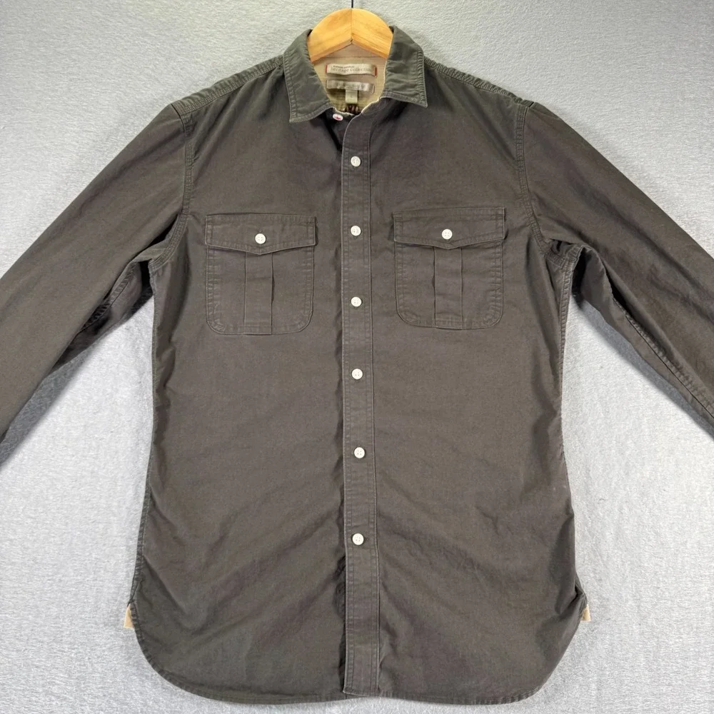 Banana Republic Heritage Collection Button Up Shirt Mens Small Brown Elbow Patch